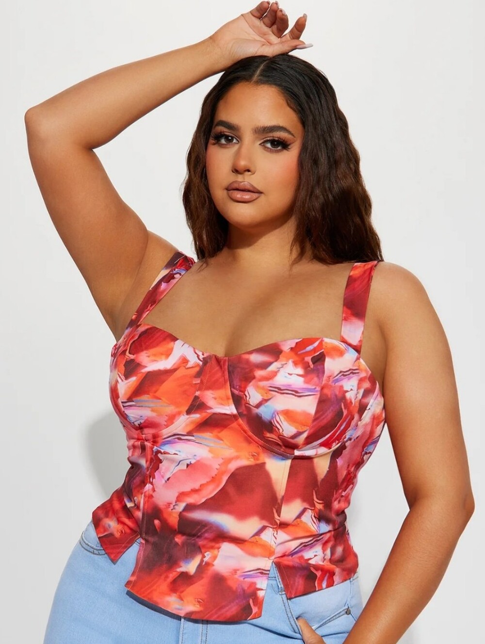 Fashion Nova Fantasy Living Corset Top Red & Pink Top 3X